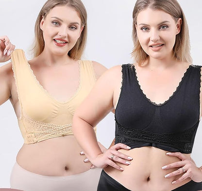 Comfy corset bra front cross side buckle lace bras